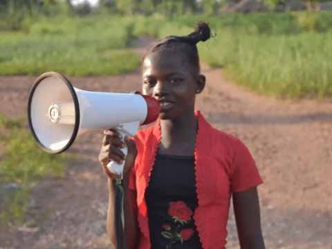 Girl with a megaphone